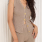 Vest ribbed gold button co-ord in Taupe