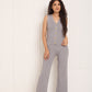 Vest ribbed gold button co-ord in Grey