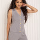 Vest ribbed gold button co-ord in Grey