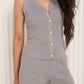 Vest ribbed gold button co-ord in Grey