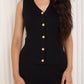 Vest ribbed gold button co-ord in Black