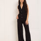 Vest shell button detail co-ord in Black