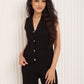 Vest shell button detail co-ord in Black