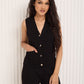 Vest shell button detail co-ord in Black
