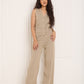 Vest shell button detail co-ord in Taupe