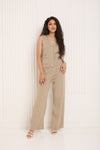 Vest shell button detail co-ord in Taupe