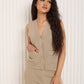 Vest shell button detail co-ord in Taupe