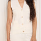 Vest shell button detail co-ord in Cream