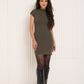 Soft touch body-con dress in Khaki
