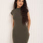Soft touch body-con dress in Khaki