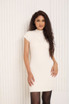 Soft touch body-con dress in Cream