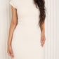 Soft touch body-con dress in Cream