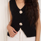 Soft knit button detail vest in Black