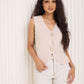 Soft knit button detail vest in Beige