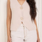 Soft knit button detail vest in Beige