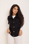 Teddy soft touch button gilet in Black