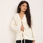Teddy front knot cardigan top in White