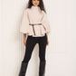 Ribbed belted cape in Beige