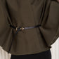 Ribbed belted cape in Khaki