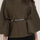 Ribbed belted cape in Khaki