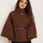 Ribbed belted cape in Choco