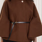 Ribbed belted cape in Choco