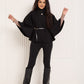 Ribbed belted cape in Black