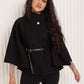 Ribbed belted cape in Black