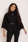 Ribbed belted cape in Black