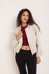 Soft touch bomber jacket in Beige