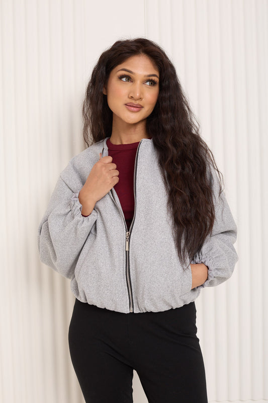 Soft touch bomber jacket in Grey