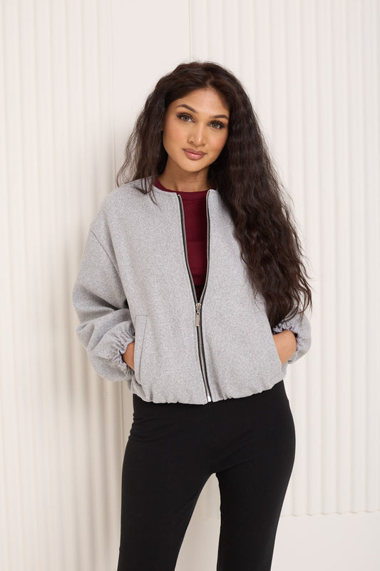 Soft touch bomber jacket in Grey