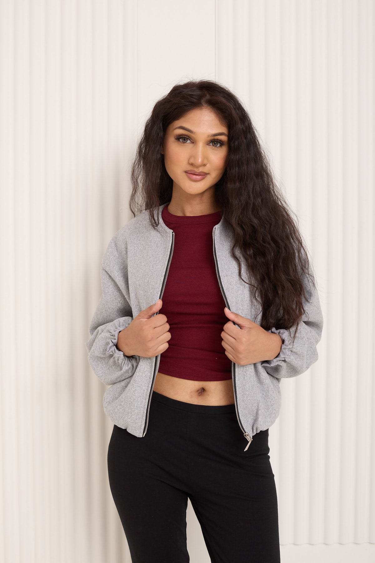 Soft touch bomber jacket in Grey