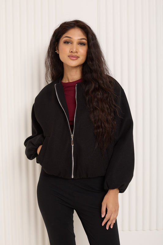 Soft touch bomber jacket in Black
