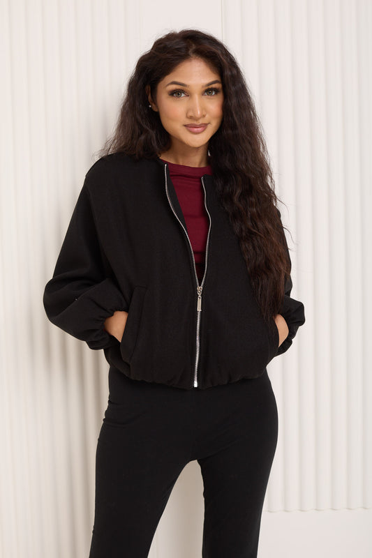 Soft touch bomber jacket in Black
