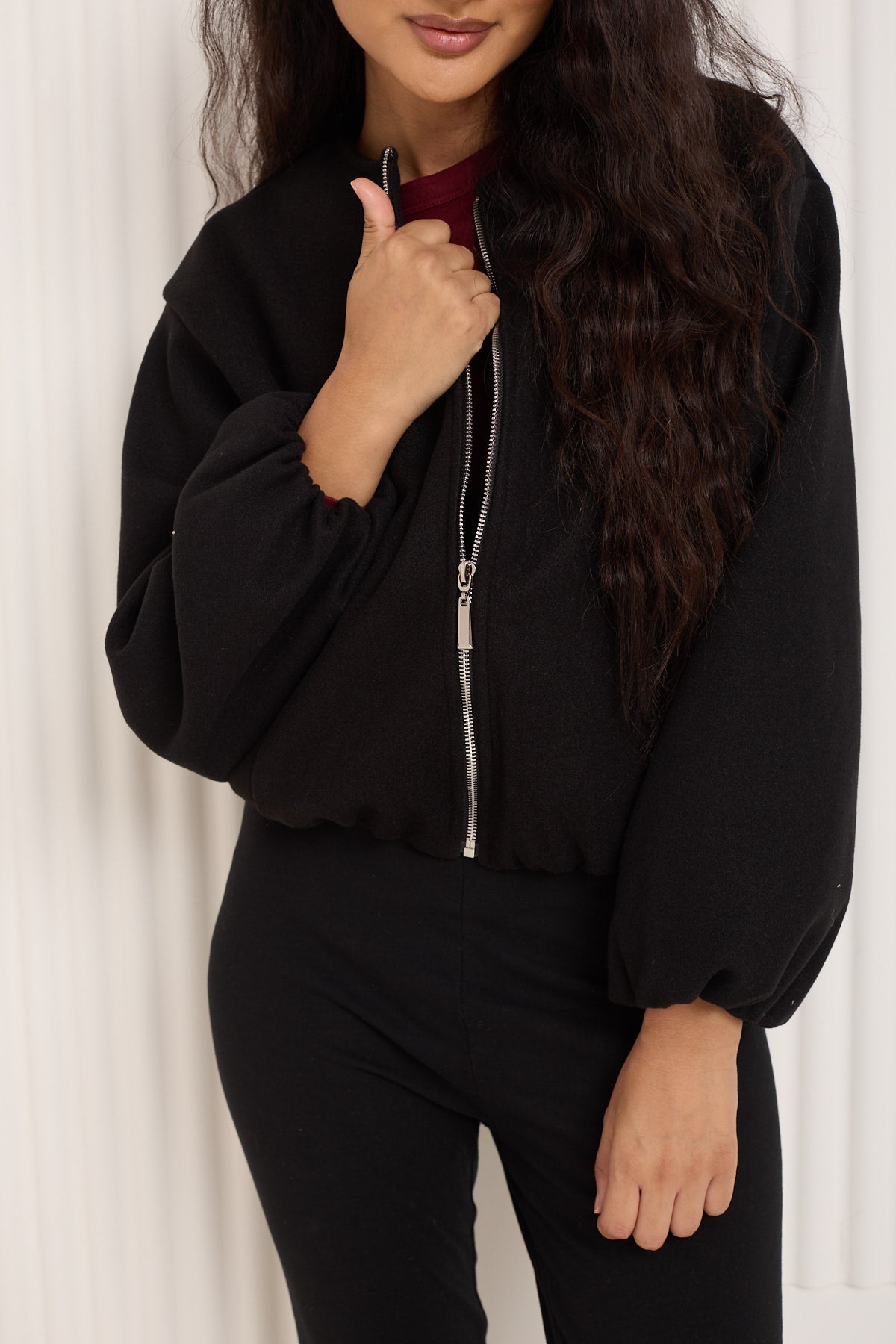 Soft touch bomber jacket in Black