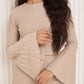 Ribbed flared co-ord in Beige