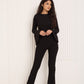 Ribbed flared co-ord in Black