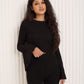Ribbed flared co-ord in Black