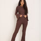 Ribbed flared co-ord in Choco