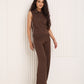 Collar button detail co-ord in Choco