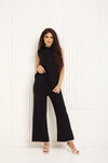 Soft touch vest co-ord in Black