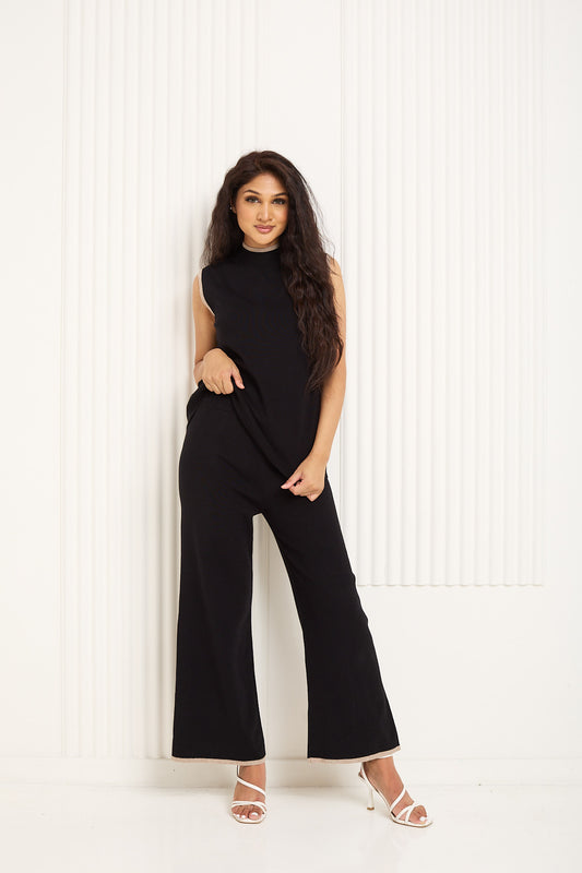 Soft touch vest co-ord in Black
