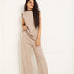 Soft touch vest co-ord in Beige