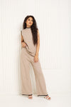 Soft touch vest co-ord in Beige