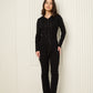 Ribbed hooded zip co-ord in Black