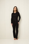 Ribbed hooded zip co-ord in Black