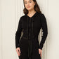 Ribbed hooded zip co-ord in Black