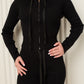 Ribbed hooded zip co-ord in Black