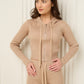 Ribbed hooded zip co-ord in Beige